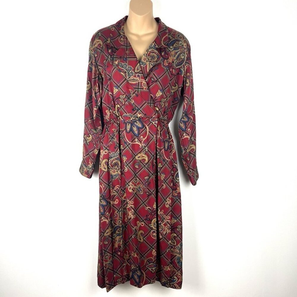 Vintage Talbots Faux Wrap Midi Dress sz 8‎ PETITE Plaid Equestrian Academia Prep